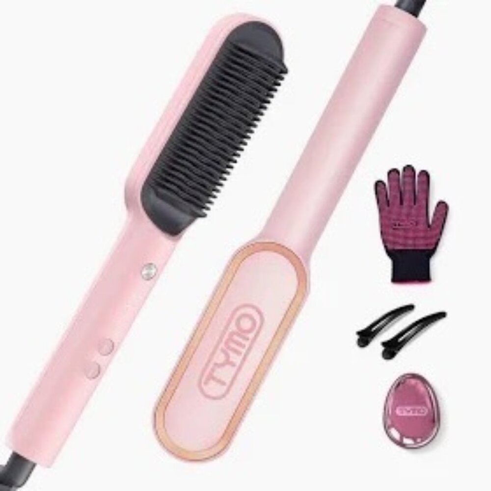 TYMO Ring Hair Straightener Brush- Sakura Pink ~ NWOT